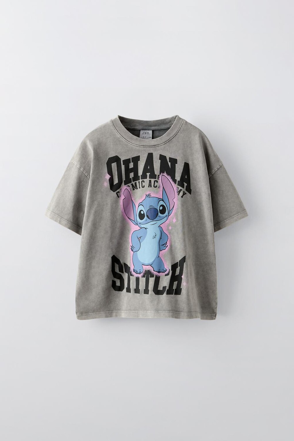 

Футболка с эффектом выцветания lilo & stitch disney ZARA, антрацитово-серый