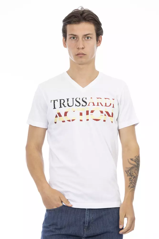 

Белая хлопковая мужская футболка Trussardi