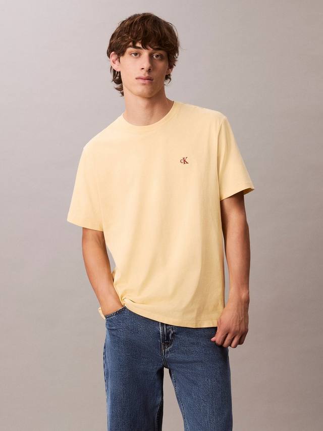 

Хлопковая футболка с коротким рукавом и круглым вырезом с монограммой Calvin Klein, Sunlight