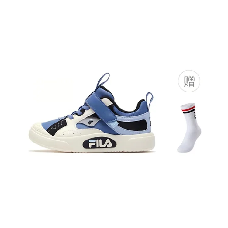 FILA KIDS Детские скейтерские кроссовки Custard Comfortable Slip Resistant Cushioning Low top White Blue