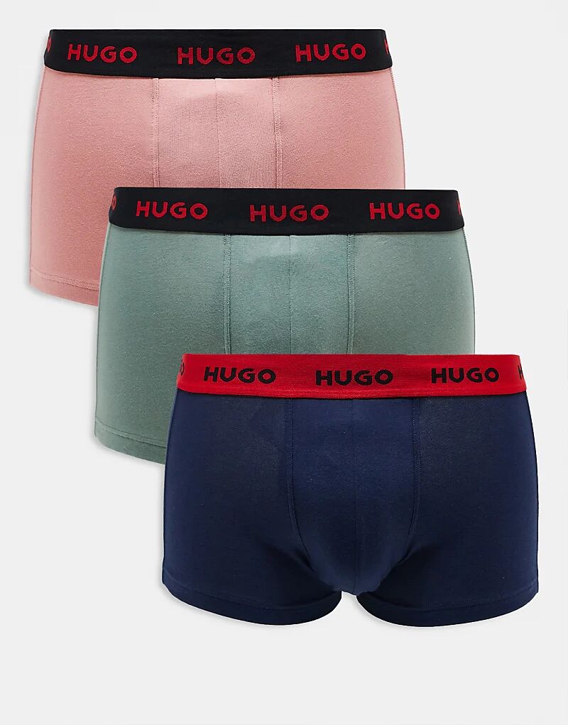 

HUGO Bodywear, комплект из 3 трусов-боксеров розового, синего и зеленого цветов с контрастными поясами Hugo Red