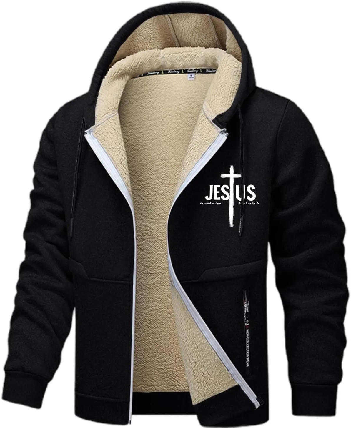 

Толстовка с капюшоном Men Jesus Zip Up Sherpa Lined Plus Size