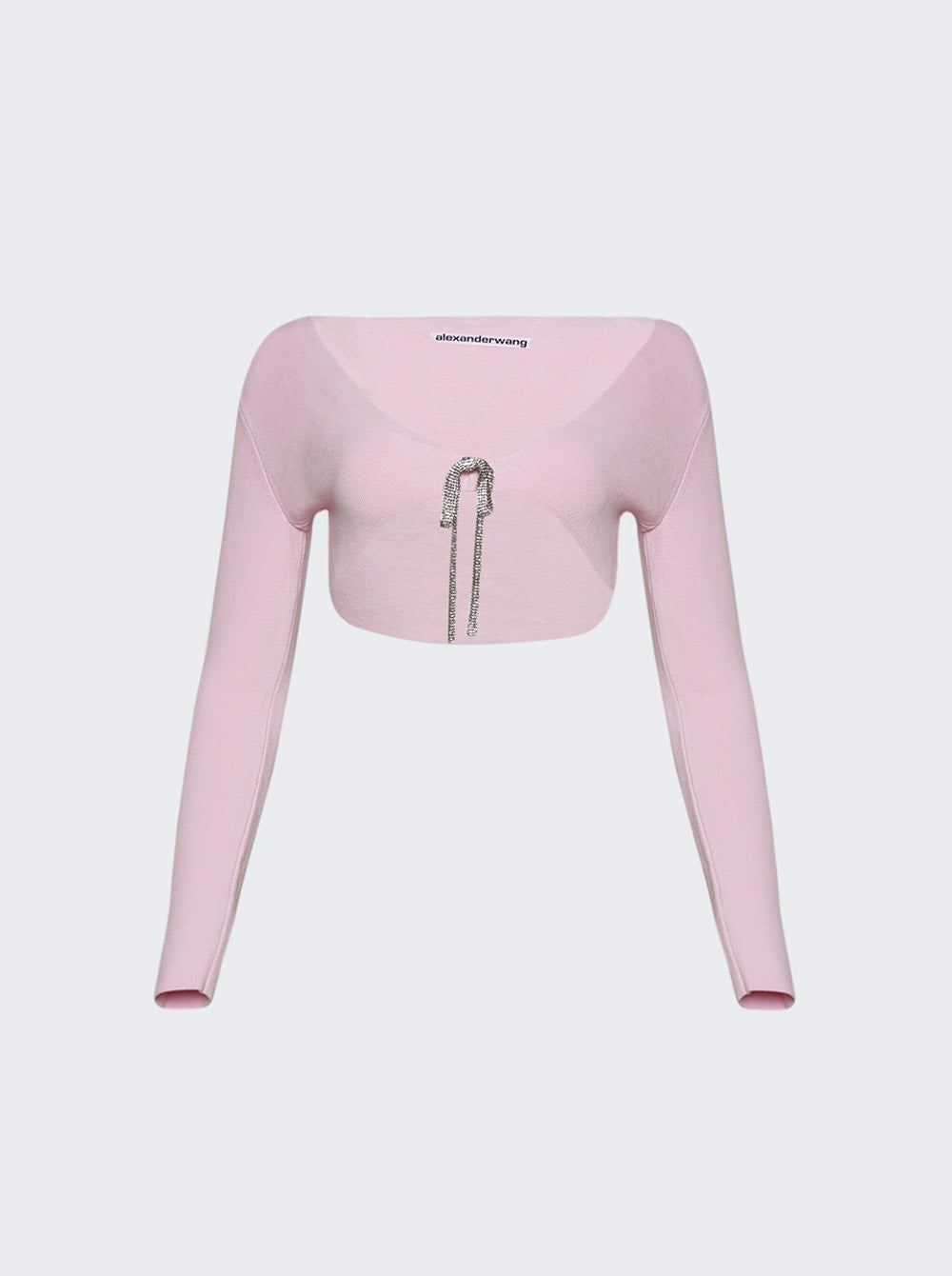 

Укороченный кардиган с V-образным вырезом и кристальным галстуком alexanderwang, неоновый/светло-розовый