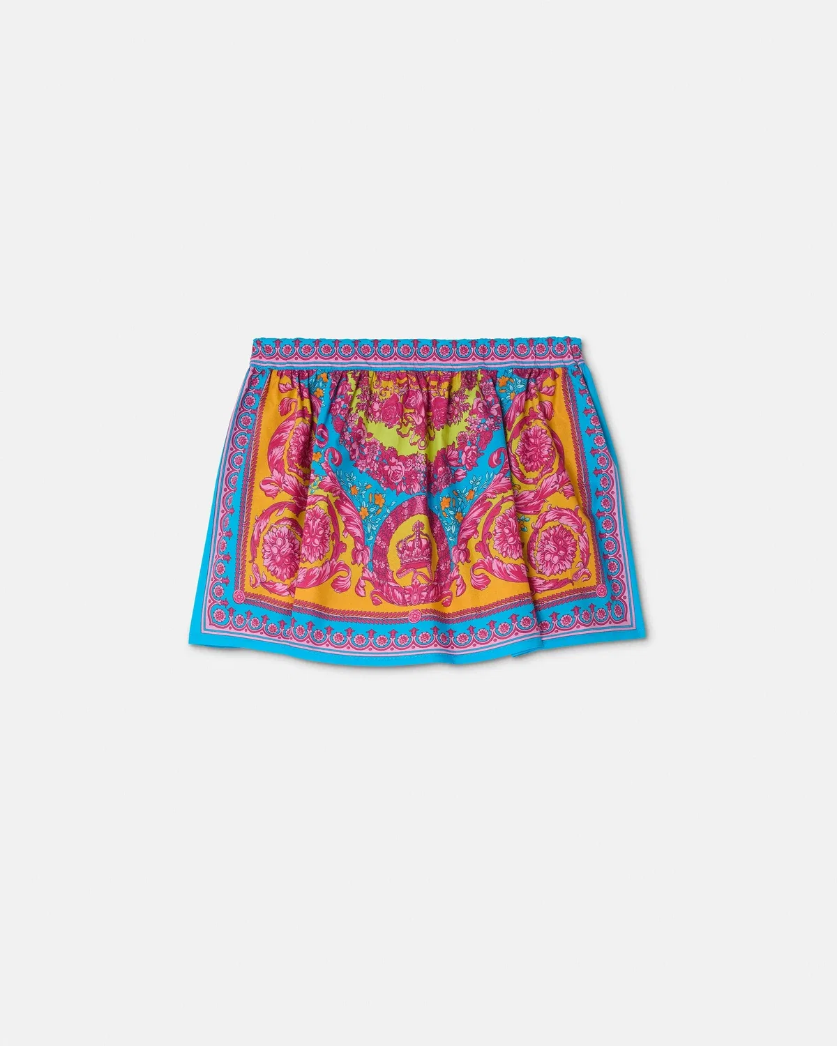 Детская юбка из хлопкового поплина с принтом VERSACE, мультиколор — фото 3