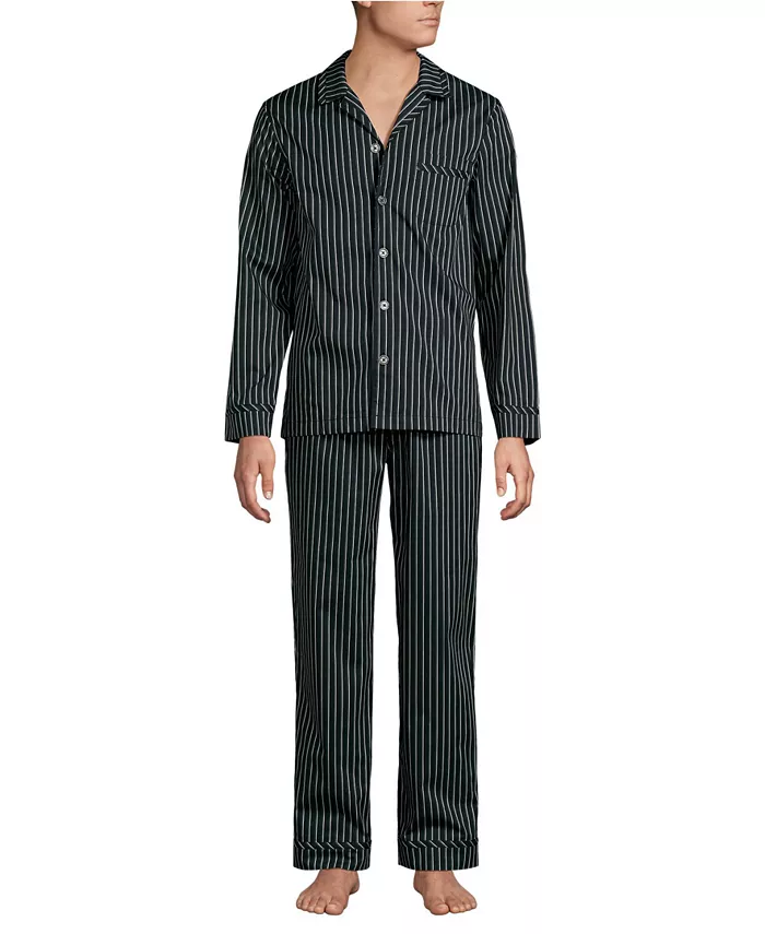 

Мужской комплект для сна с длинными рукавами из терморегулирующей ткани Lands' End, черный