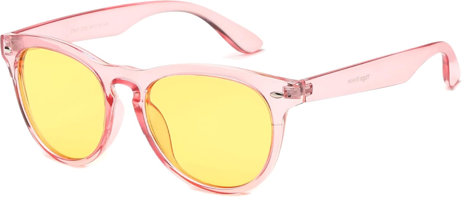 

Очки ночного видения для вождения, поляризованные, с антибликовым покрытием, желтого цвета, солнцезащитные очки для вождения в ночное время, для мужчин и женщин Yogo Vision, Transparent Shiny Pink