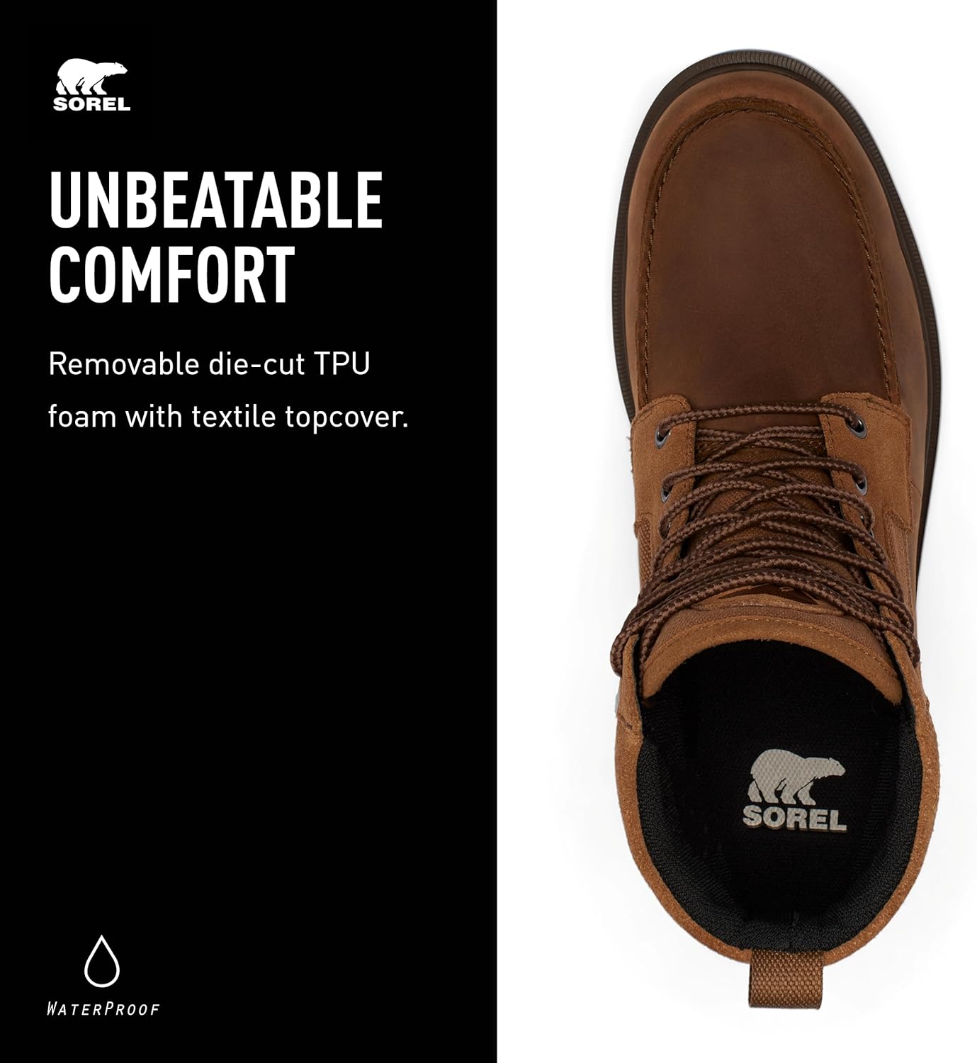 Мужские водонепроницаемые ботинки Sorel Carson Moc, Velvet Tan, Gum 2 — фото 4