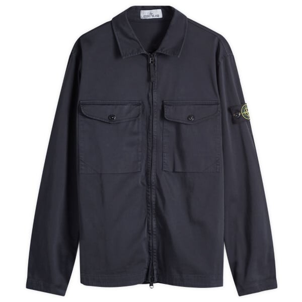 

Куртка-Рубашка с 2 карманами, окрашенная в готовом виде Stone Island, синий