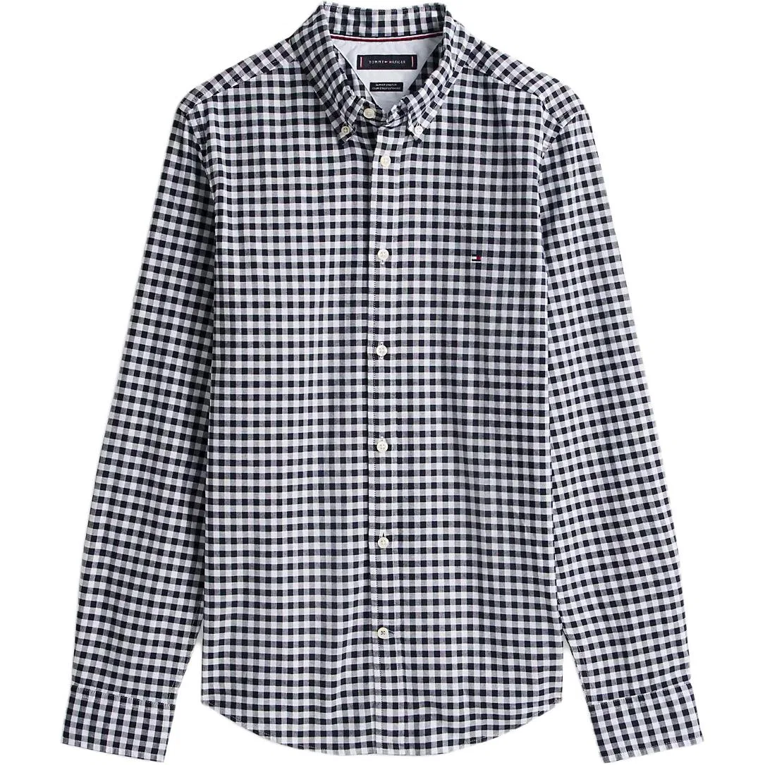 Рубашка мужская Optical White, отложной воротник, умеренная посадка Tommy Hilfiger