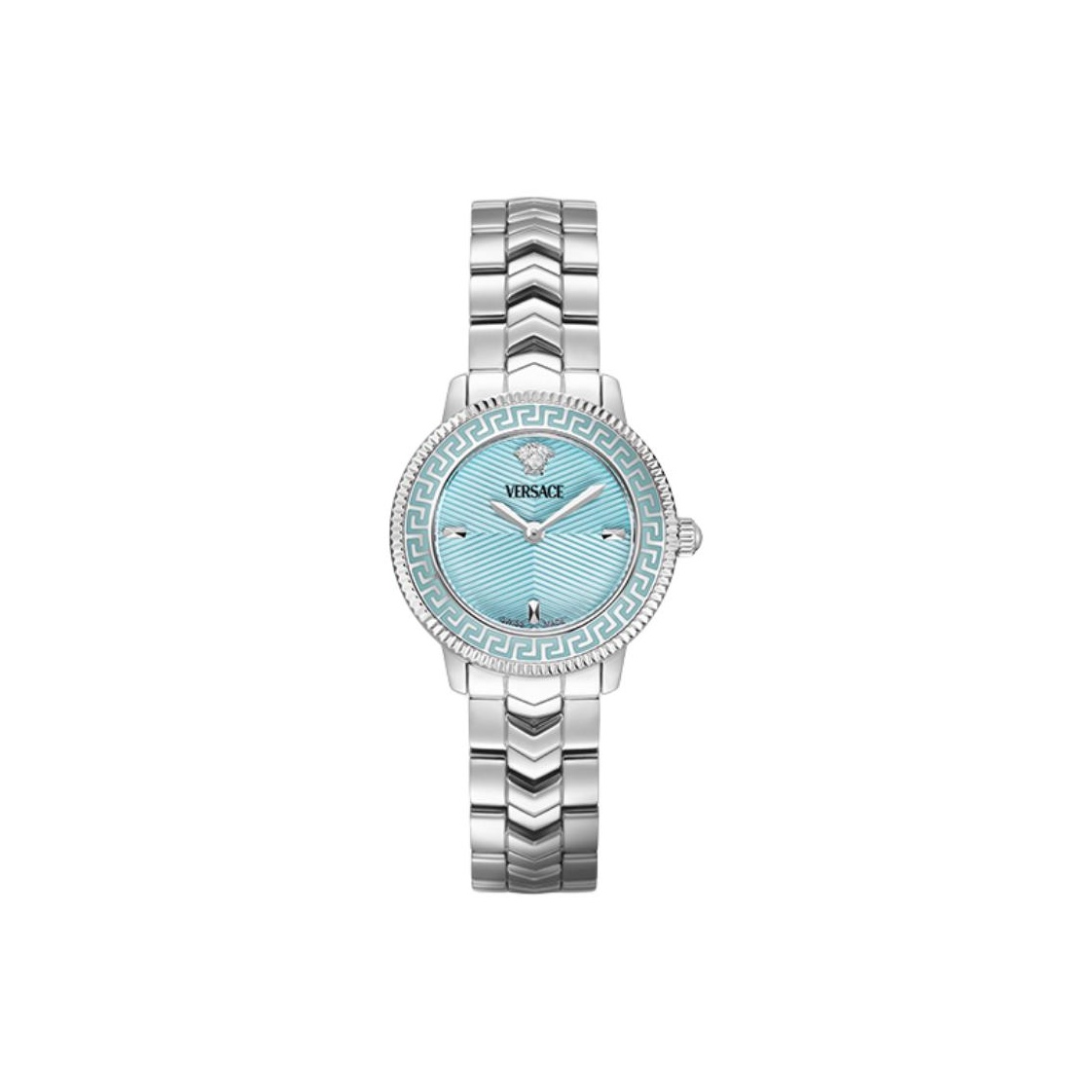 

VERSACE V ICON LADY коллекция наручные часы кварцевый механизм браслет из нержавеющей стали 30mm синий циферблат женские часы
