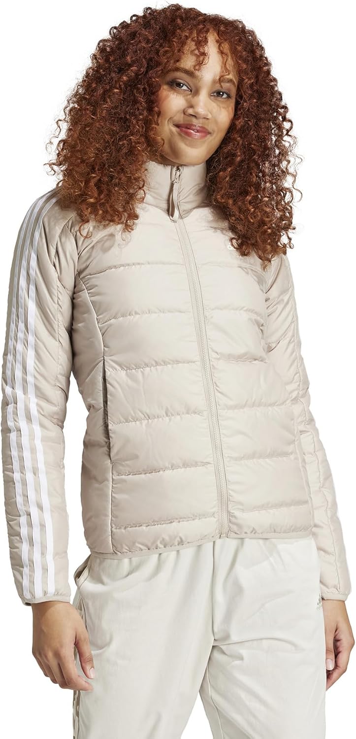

Женская пуховая куртка Adidas Essentials легкая с тремя полосками, бежевый