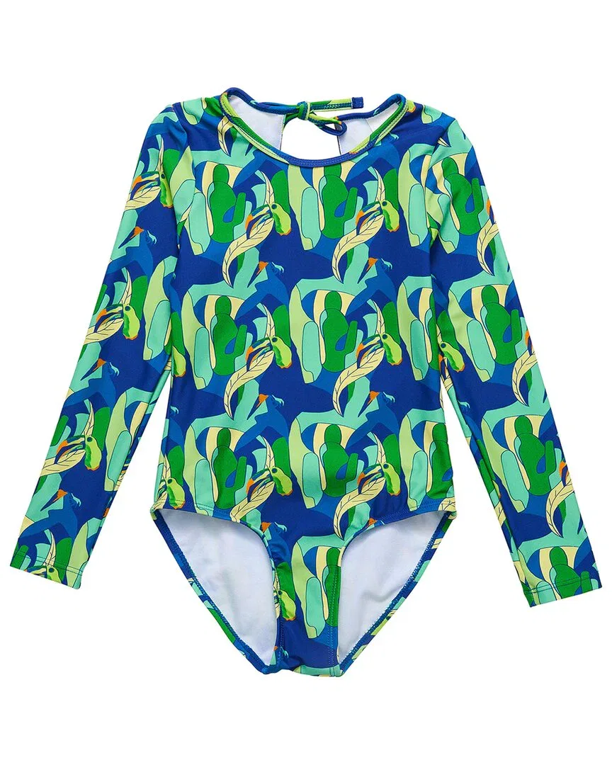 Snapper Rock Toucan Jungle Sustainable Keyhole Surf Suit, синий