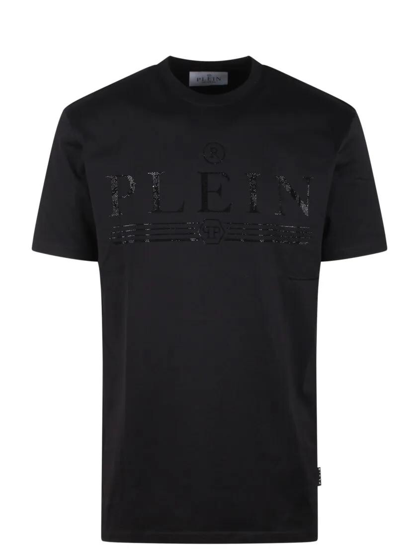 

Футболка с круглым вырезом и логотипом из нержавеющей стали Philipp Plein, черный