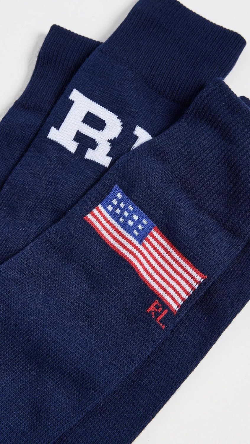 Polo Ralph Lauren мужские носки с медведем и мартини, 2 пары, Navy Blue — фото 3
