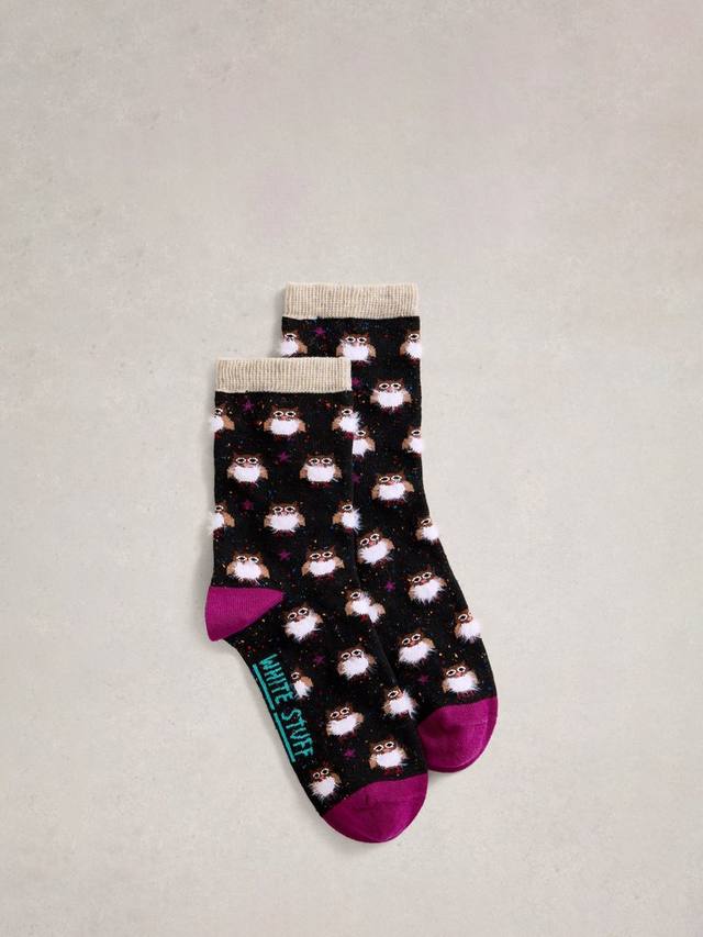 

Пушистые совиные носочки до щиколотки White Stuff, Black/Multi