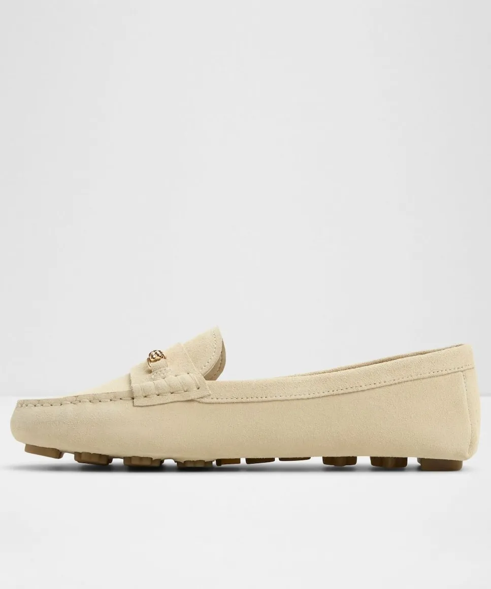 Женские кожаные мокасины с круглым носком Aldo, бежевый — фото 4