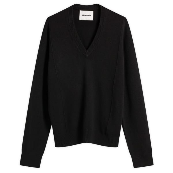 

Джемпер из шерсти и кашемира с V-образным вырезом Jil Sander, черный
