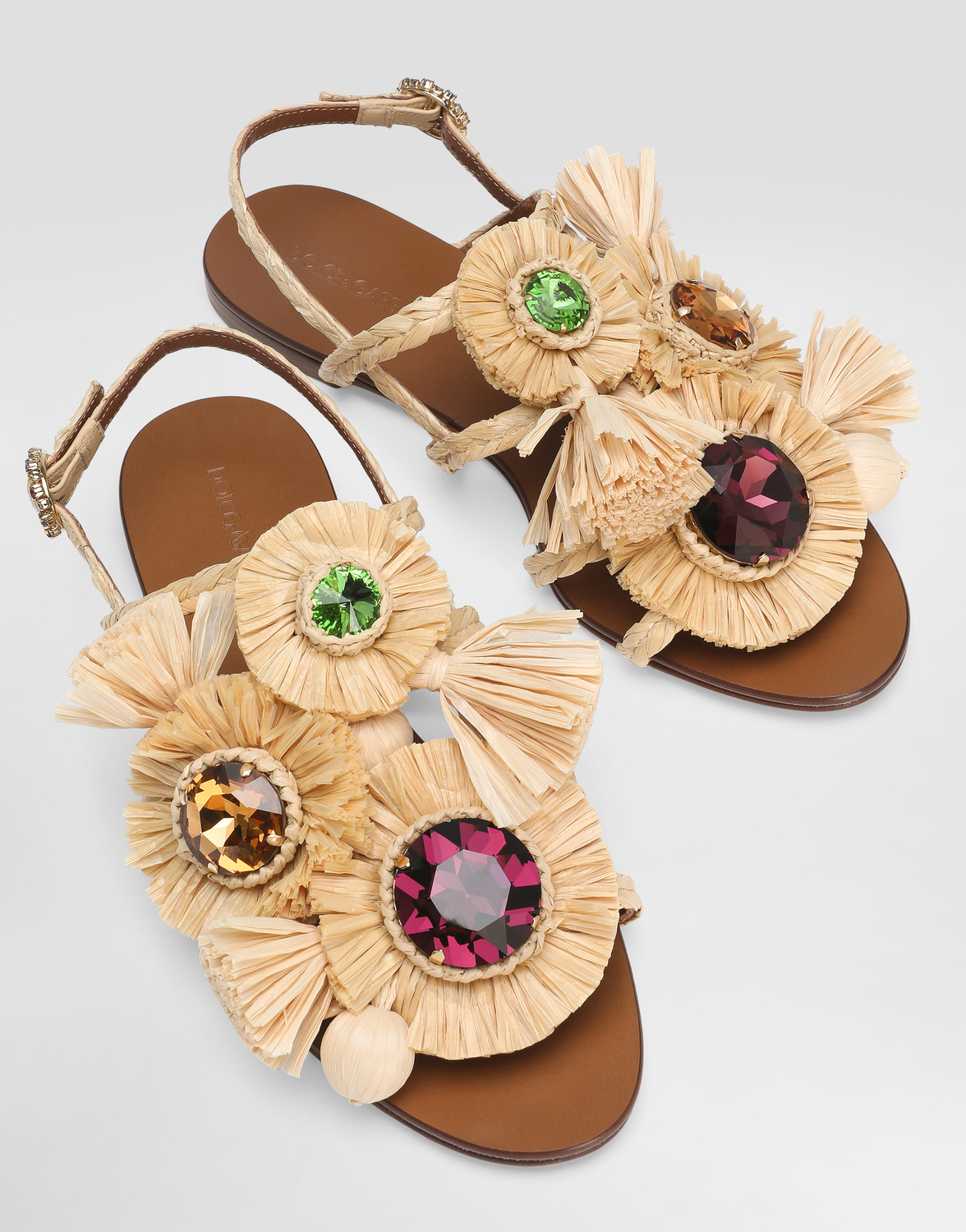 Плетеные шлепанцы из рафии Dolce & Gabbana, мультиколор — фото 4