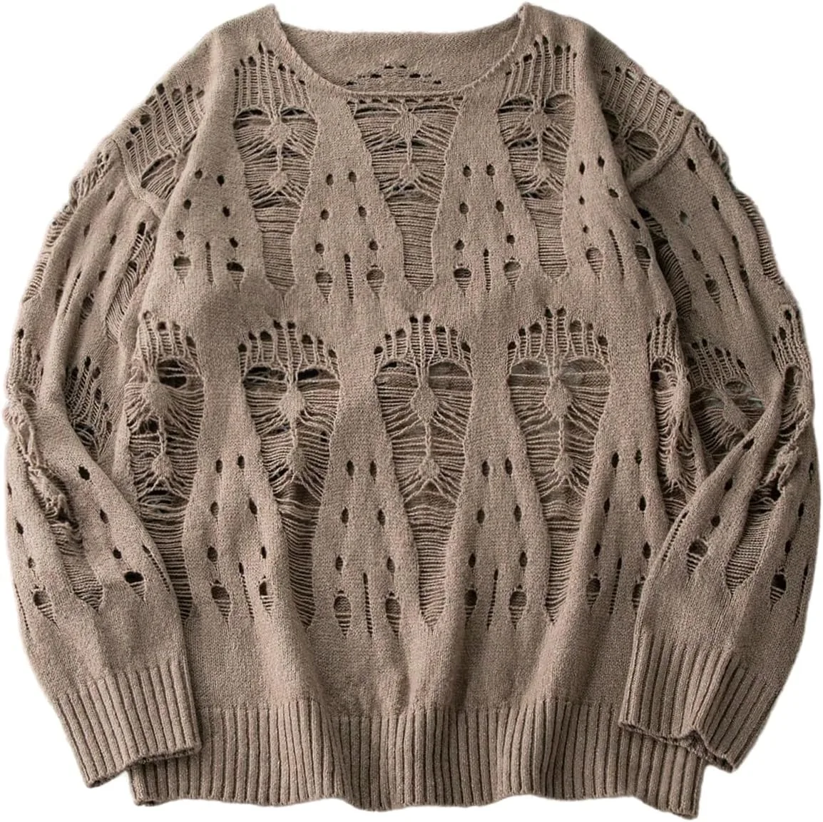 

Мужской свитер WDIRARA с прорезями и эффектом потертости, оверсайз