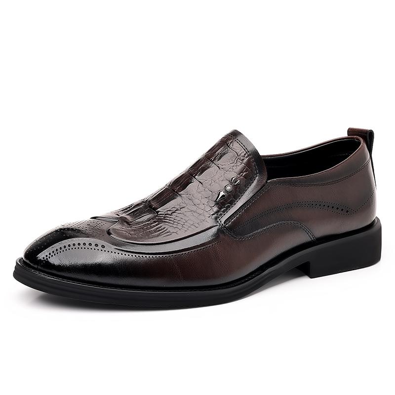 

Высококачественные мужские туфли в корейском стиле shaft британский стиль универсальные удобные повседневные кожаные H2, коричневый