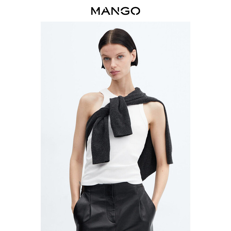 

Женский жилет Mango базовый однотонный, черный