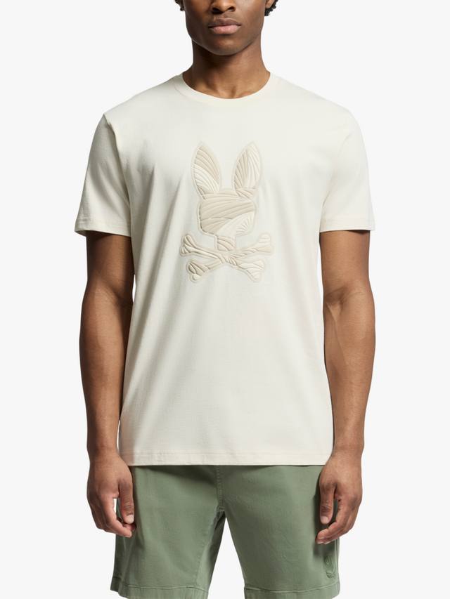 

Футболка с графическим рисунком из хлопка baxter обычного кроя с коротким рукавом Psycho Bunny, бежевый