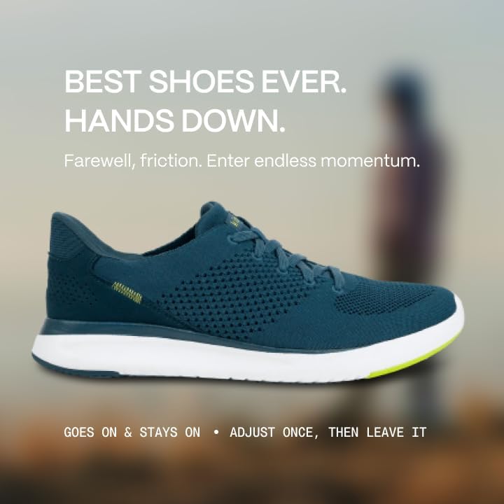 Кроссовки Kizik Slip On: Lima- удобные для повседневной носки, с Hands-Free, дышащий верх из трикотажа, мужские и женские прогулочные обувь с поддержкой свода стопы, Tidepool — фото 2