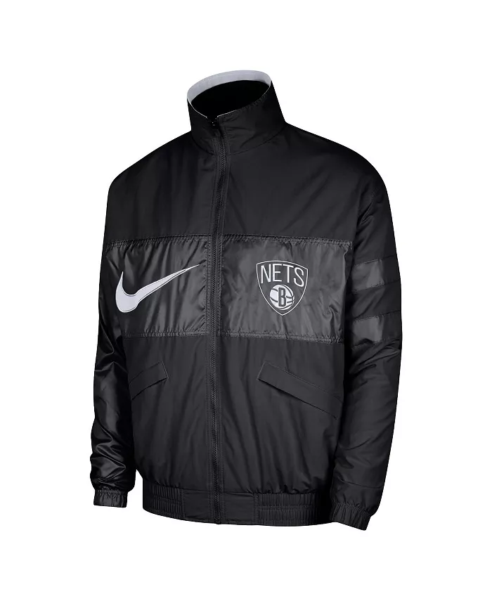 Мужская черная куртка с полной застежкой-молнией Brooklyn Nets Courtside Versus Capsule Nike — фото 2
