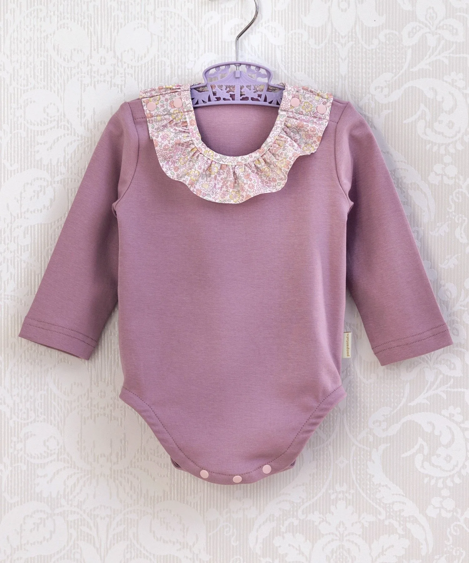 Комбинезон с оборками (длинные рукава) Panpantutu, Petit Fleur Lavender