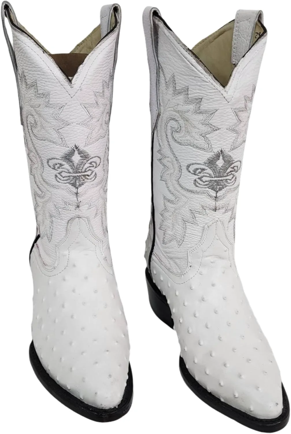 Мужские ковбойские сапоги Dona Michi Mens Western из кожи страуса белого цвета с принтом и бесплатным подходящим ремнем, белый — фото 3