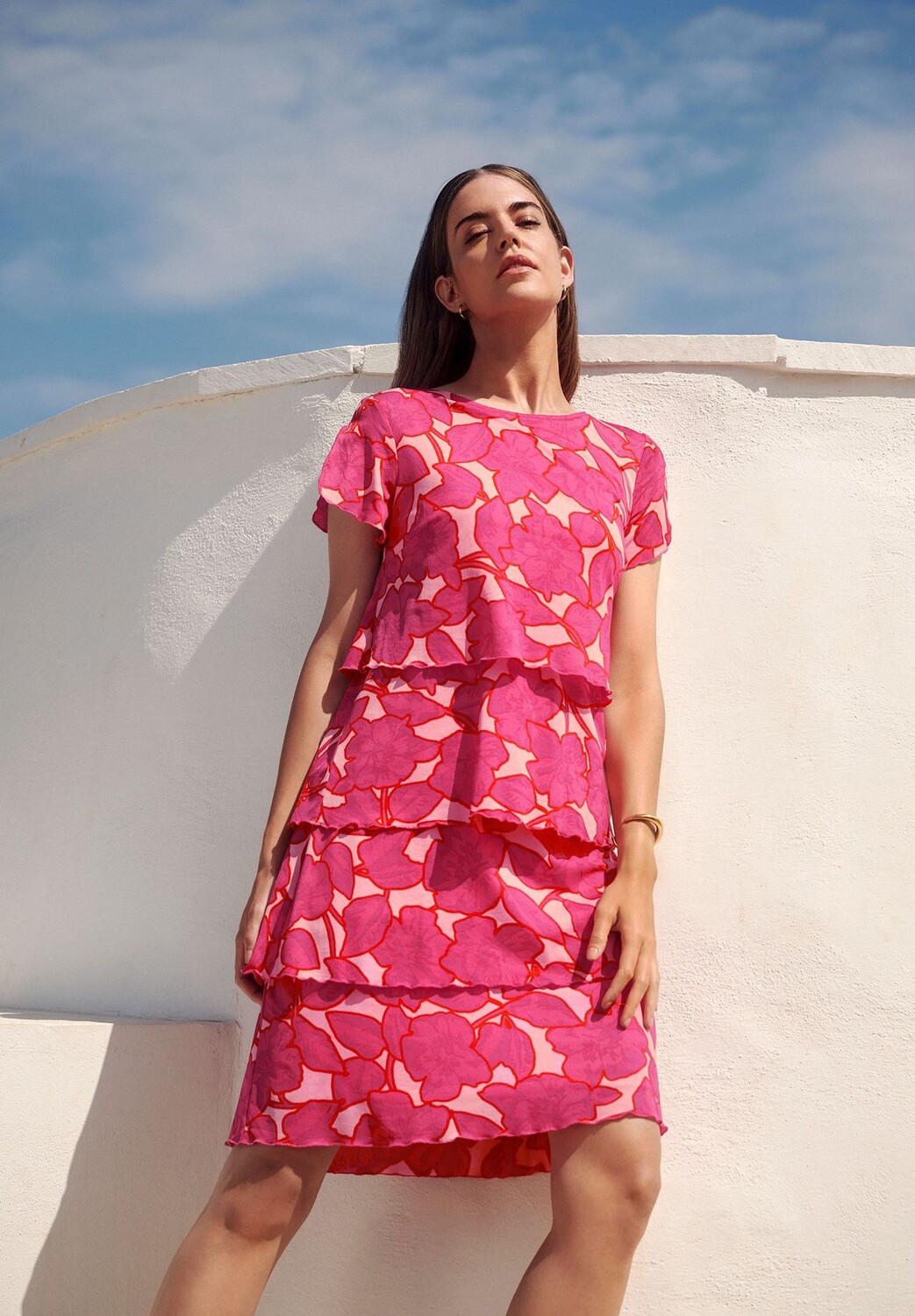 

Многоярусное платье с короткими рукавами BETTY BARCLAY, цвет Pink Rosa