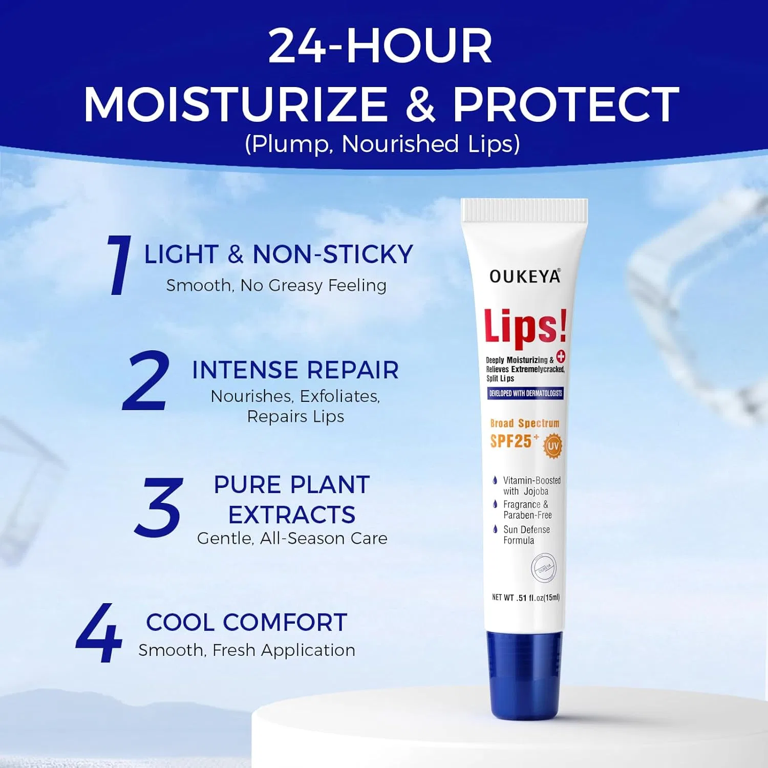 Бальзам для губ OUKEYA SUN Protect SPF25+ с УФ-защитой Oukeya — фото 4