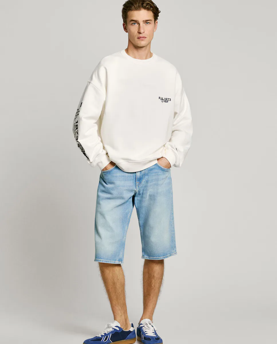

Мужские джинсовые шорты-бермуды прямого кроя с эффектом потертости Pepe Jeans, голубой