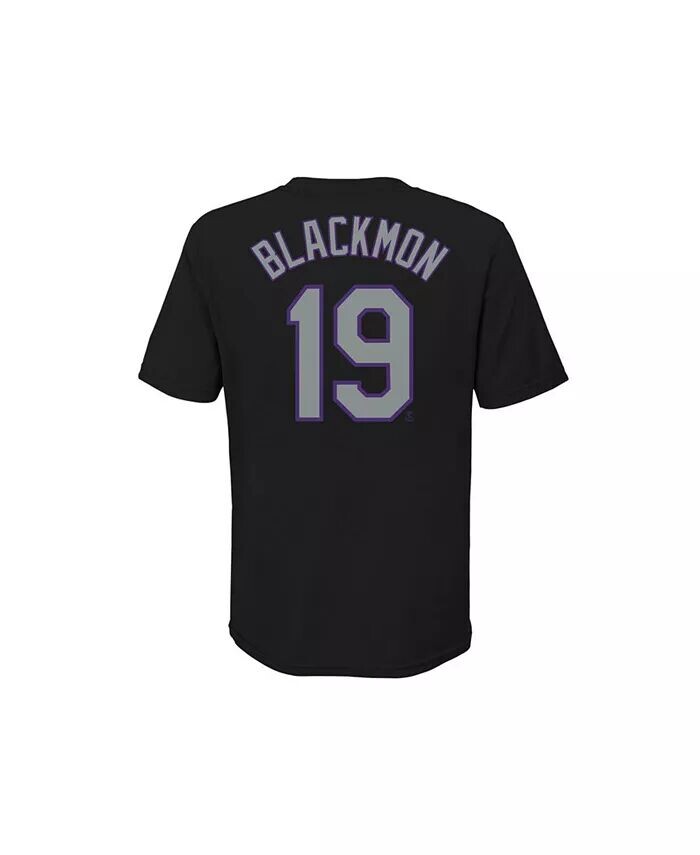 Футболка с именем и номером игрока Colorado Rockies Big Boys and Girls — Чарли Блэкмон Nike, черный — фото 2