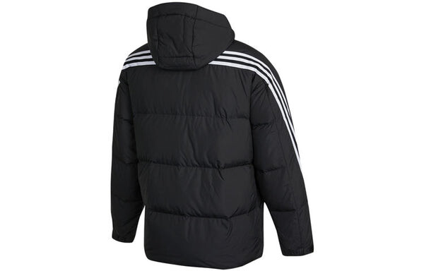 Пуховик adidas 3st Puffy Dwn J Casual Sports Stay Warm hooded down Jacket Black, черный — фото 2
