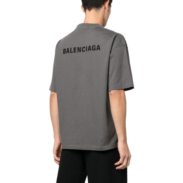 Футболка embroidered-logo cotton t-shirt 'grey' Balenciaga, серый — фото 3