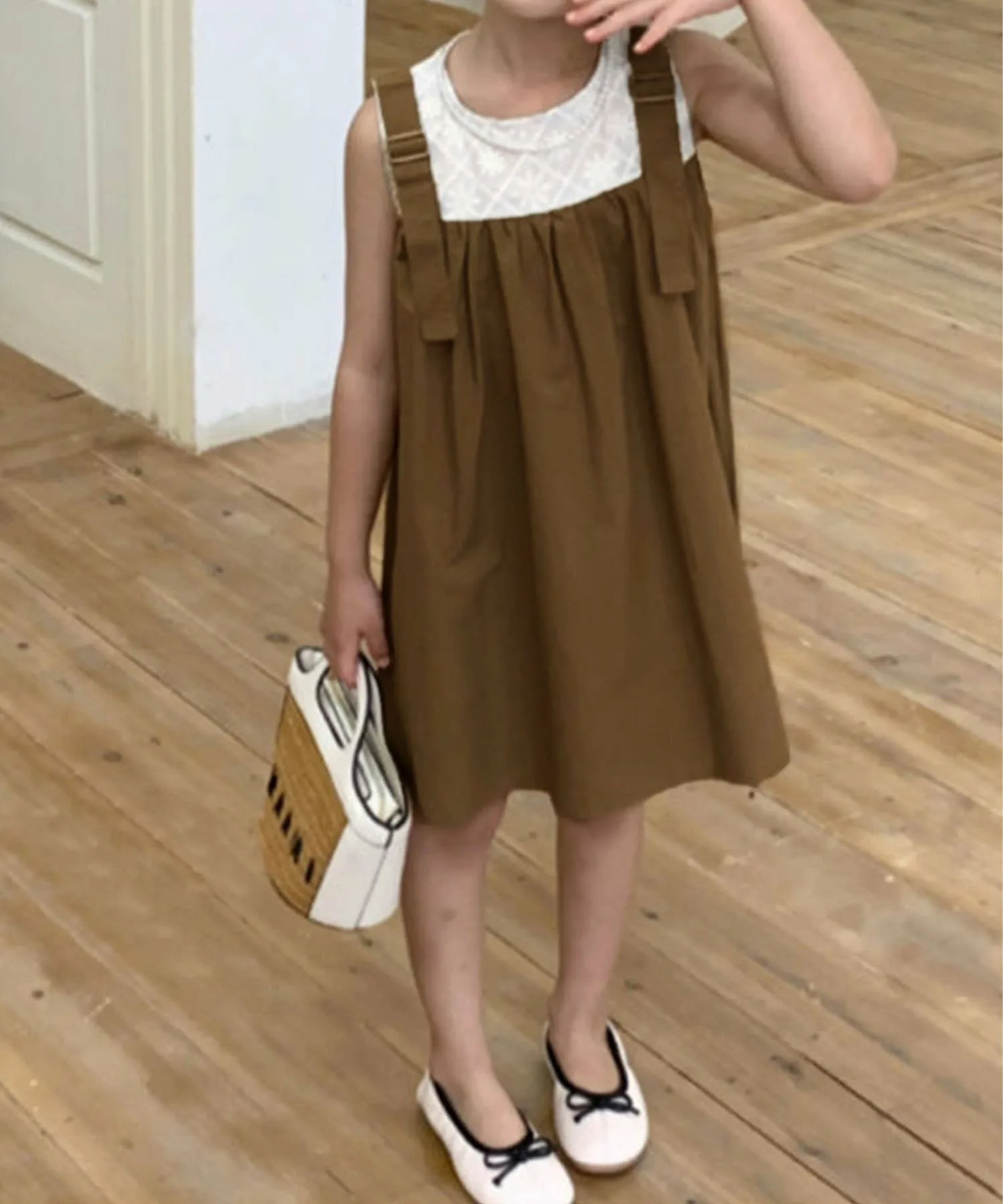 Детское платье-комбинезон без рукавов Aimoha Kids, beige