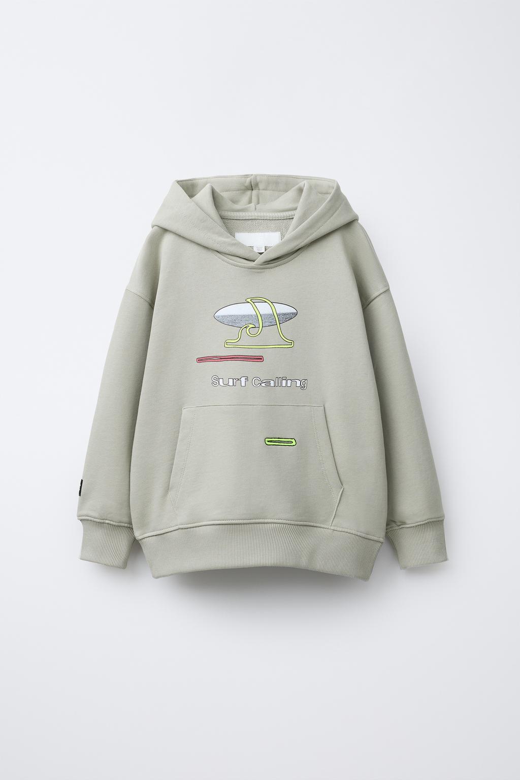 

Толстовка с принтом для серфинга ZARA, цвет Light khaki