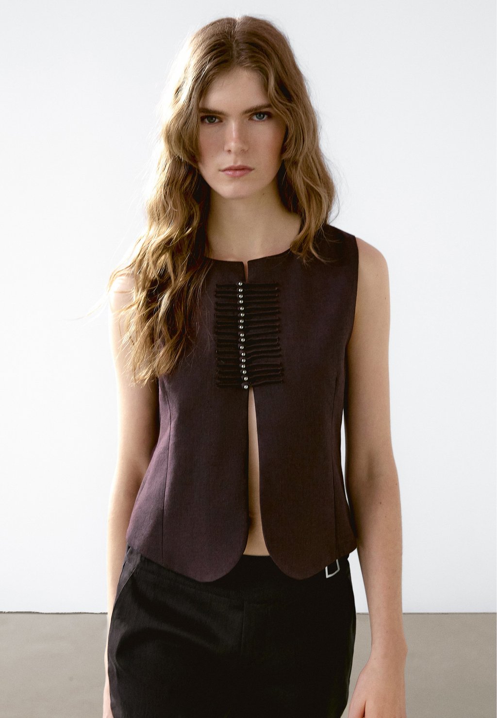 

Жилет BEADED Massimo Dutti, бургундия