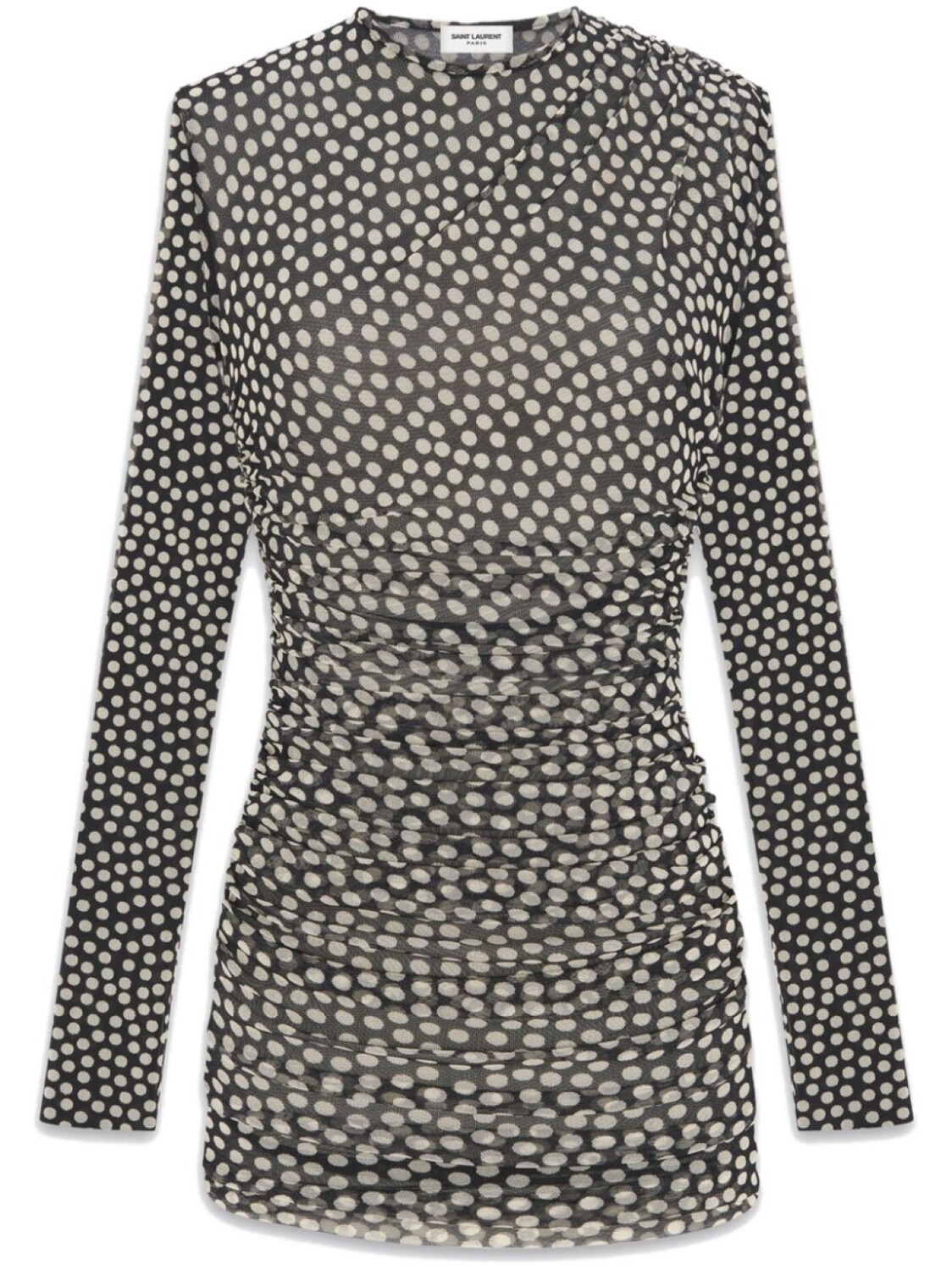 

Saint Laurent платье мини в горох, черный