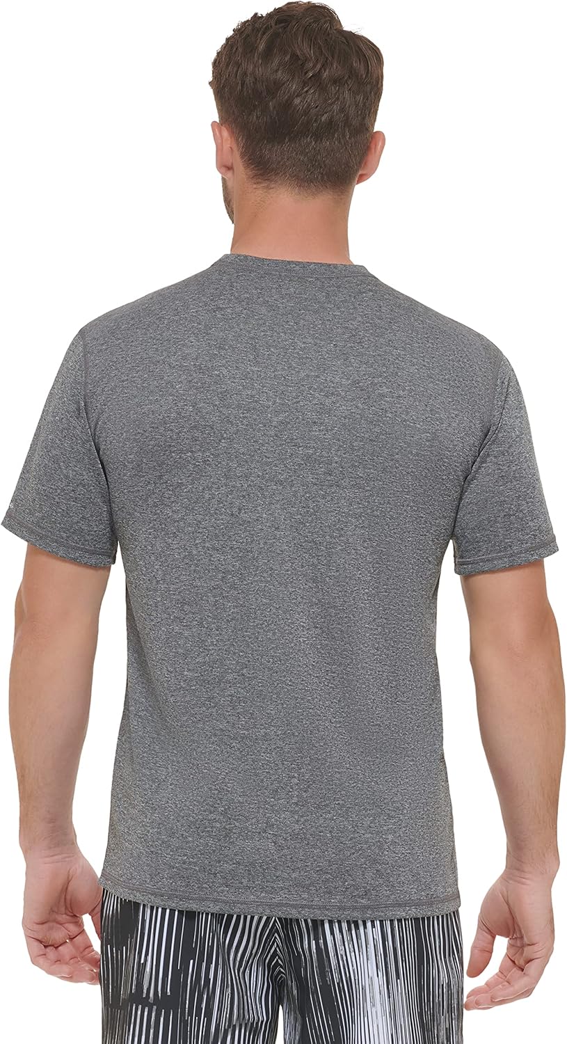 Calvin Klein Mens, легкий, быстросохнущий, с коротким рукавом, защита от ультрафиолетового излучения 40+, Grey Heather — фото 3