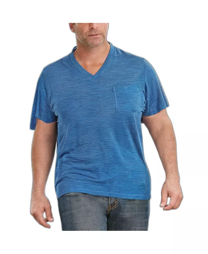 

Футболка с V-образным вырезом и карманом Big & Tall, легкая, не садится после стирки KingSize, синий