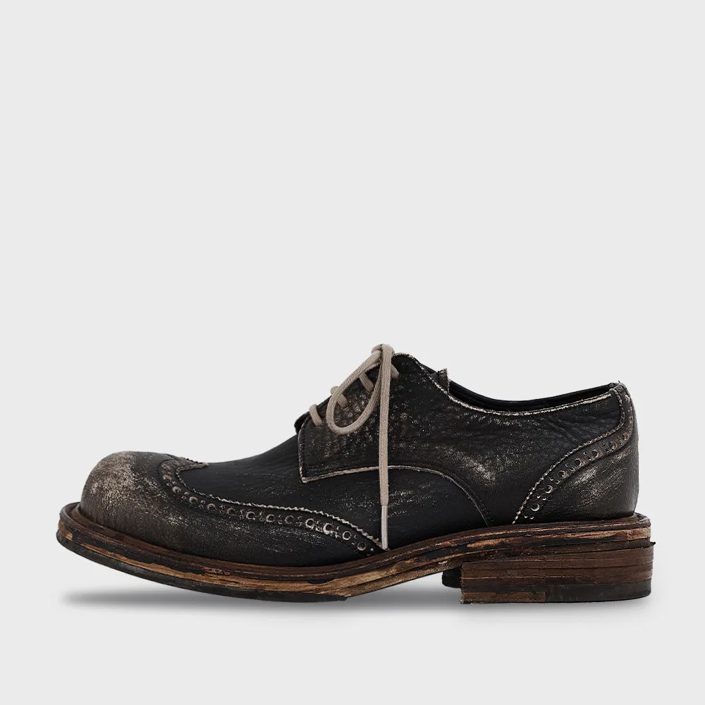 Мужские дерби Wingtip с эффектом потертости коричневого цвета от Negativethree — фото 2
