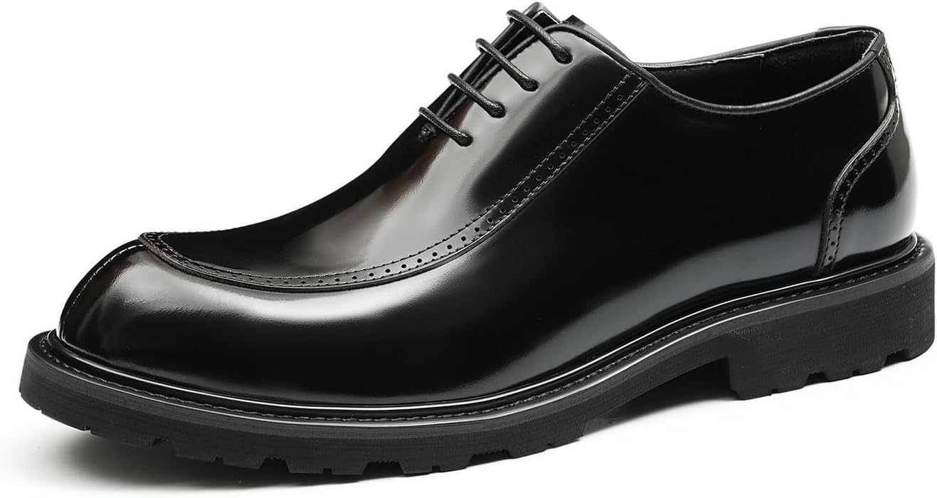 

Мужские лакированные туфли-оксфорды Santimon с перфорацией на мыске- стильные и удобные туфли-дерби для делового, повседневного стиля, для смокинга, выпускного вечера, свадьбы, черный