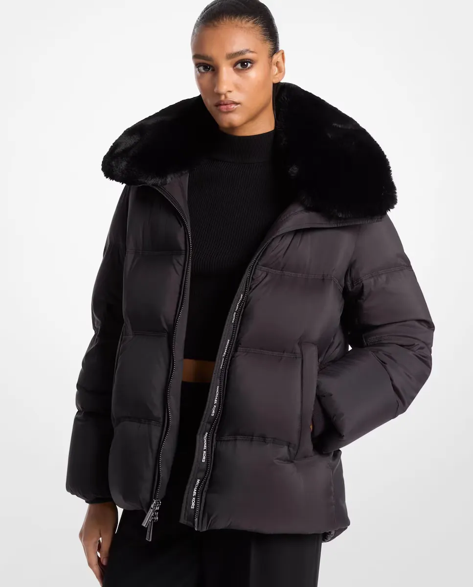 

Женская утепленная куртка с меховым воротником Michael Michael Kors, коричневый