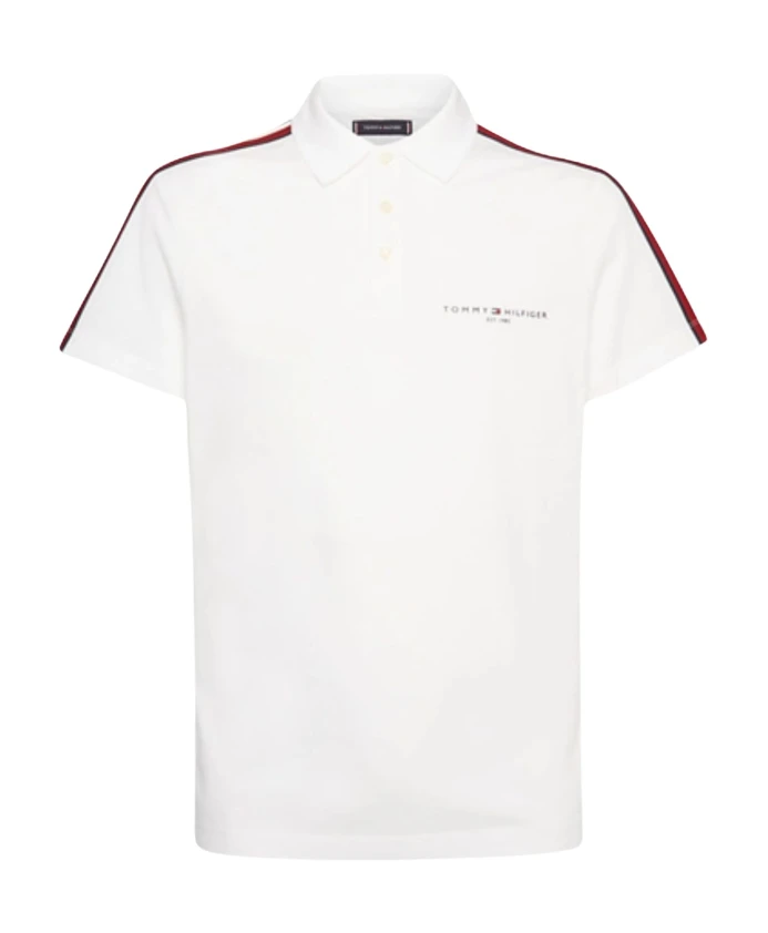 

Рубашка-Поло с полосками на плечах Tommy Hilfiger, белый