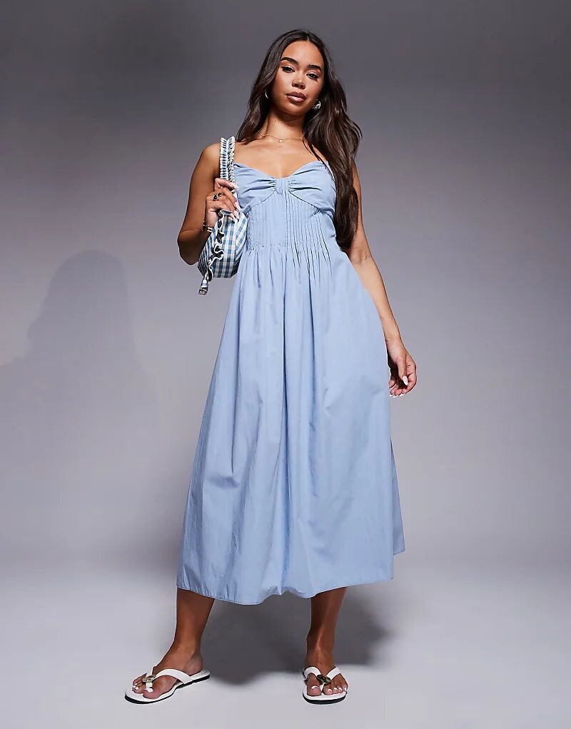 

Платье-солнце миди River Island с бретельками синего цвета