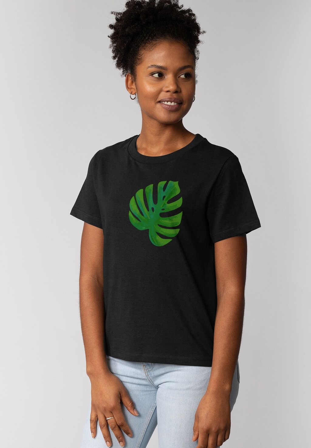 

Футболка с принтом MONSTERA watapparel, черный
