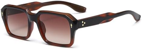 

Винтажные квадратные солнцезащитные очки для женщин, модные двухцветные очки для мужчин, трендовые панк-очки с заклепками, градиентные солнцезащитные очки UV400 MTZJH, Brown Tea Gradient