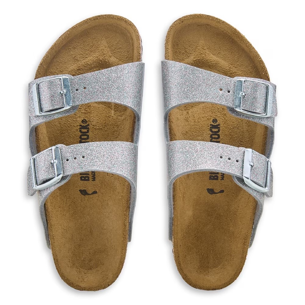 Детская сандалия с анатомической стелькой Birkenstock Arizona для малышей, silver glitter — фото 4